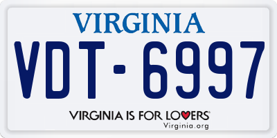 VA license plate VDT6997