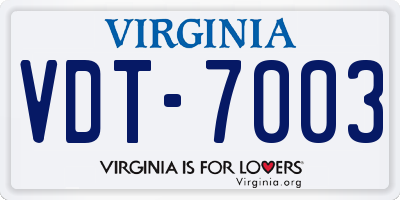 VA license plate VDT7003