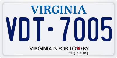 VA license plate VDT7005