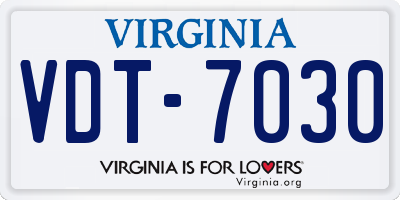 VA license plate VDT7030