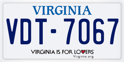VA license plate VDT7067