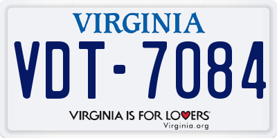 VA license plate VDT7084