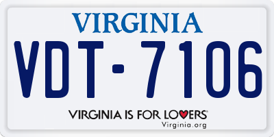 VA license plate VDT7106