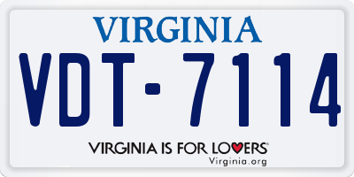 VA license plate VDT7114