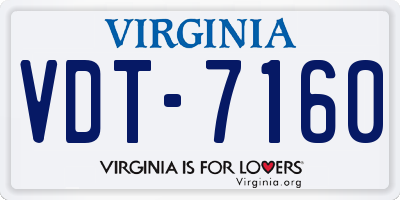VA license plate VDT7160