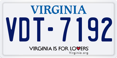 VA license plate VDT7192