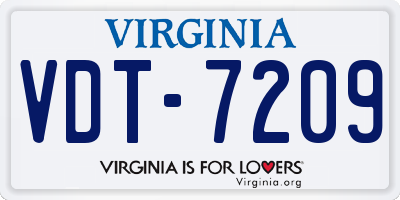 VA license plate VDT7209