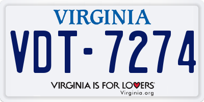 VA license plate VDT7274