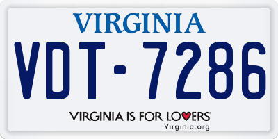VA license plate VDT7286