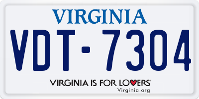 VA license plate VDT7304
