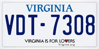 VA license plate VDT7308