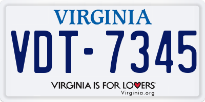 VA license plate VDT7345