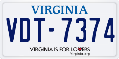 VA license plate VDT7374