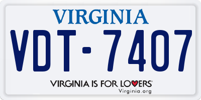 VA license plate VDT7407