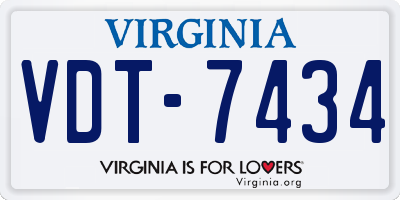 VA license plate VDT7434