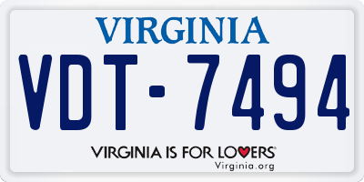 VA license plate VDT7494