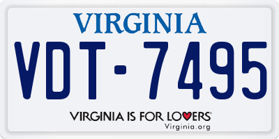 VA license plate VDT7495