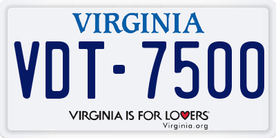 VA license plate VDT7500