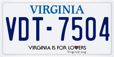 VA license plate VDT7504