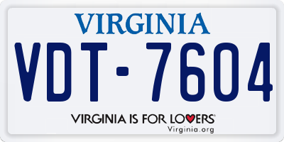 VA license plate VDT7604