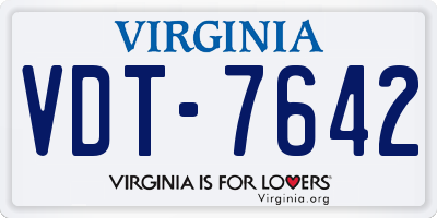 VA license plate VDT7642
