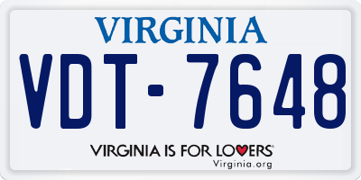VA license plate VDT7648