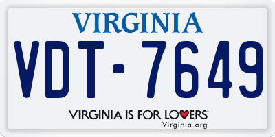 VA license plate VDT7649