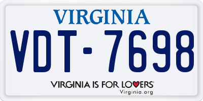 VA license plate VDT7698