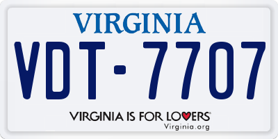 VA license plate VDT7707