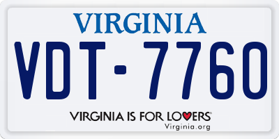 VA license plate VDT7760