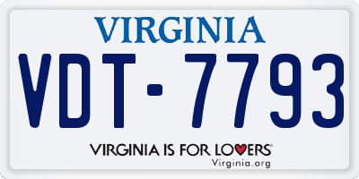 VA license plate VDT7793