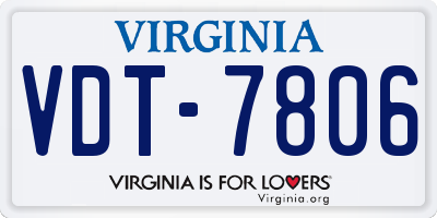 VA license plate VDT7806