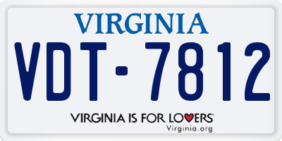 VA license plate VDT7812