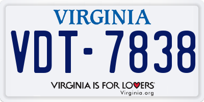 VA license plate VDT7838