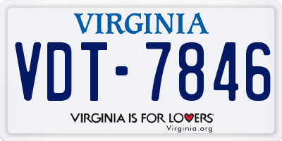 VA license plate VDT7846
