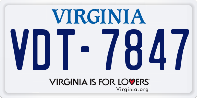 VA license plate VDT7847