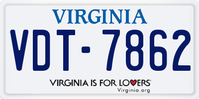 VA license plate VDT7862