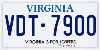 VA license plate VDT7900