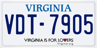 VA license plate VDT7905
