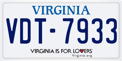 VA license plate VDT7933