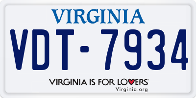 VA license plate VDT7934