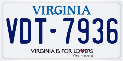 VA license plate VDT7936