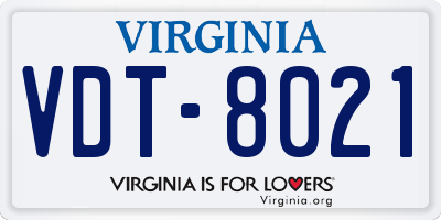 VA license plate VDT8021