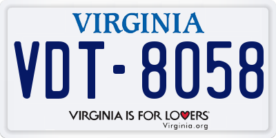 VA license plate VDT8058