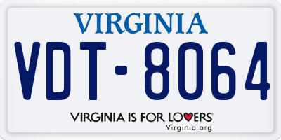 VA license plate VDT8064