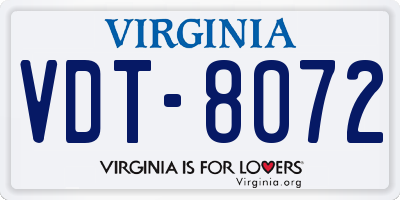 VA license plate VDT8072
