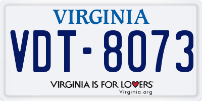 VA license plate VDT8073