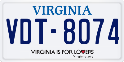VA license plate VDT8074