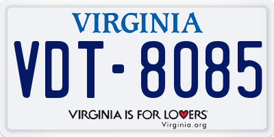 VA license plate VDT8085