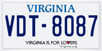 VA license plate VDT8087